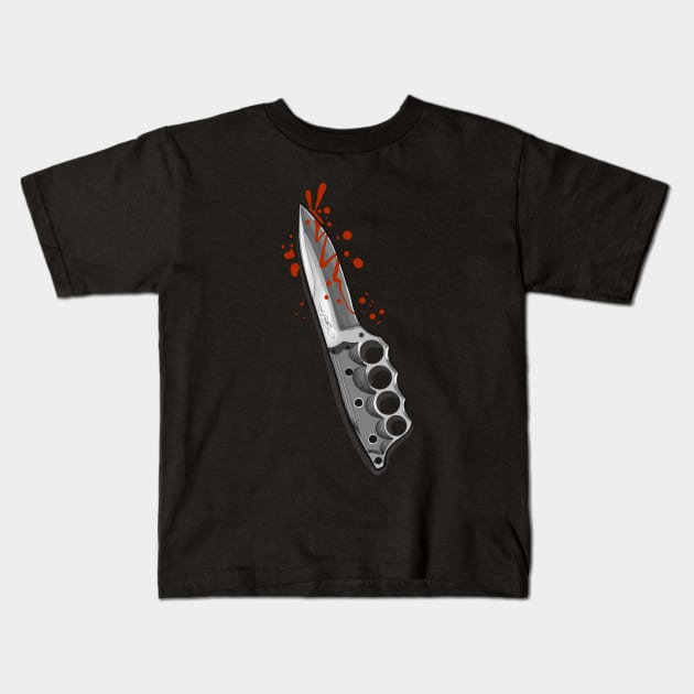 Brass Knuckle knife Kids T-Shirt by Lazrartist